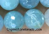 CAA5556 15 inches 10mm faceted round AB-color banded agate beads