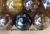 CAA5571 15 inches 8mm faceted round AB-color banded agate beads