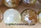 CAA5572 15 inches 10mm faceted round AB-color banded agate beads