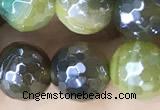 CAA5575 15 inches 8mm faceted round AB-color banded agate beads