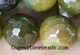 CAA5576 15 inches 10mm faceted round AB-color banded agate beads