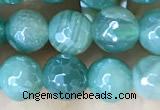 CAA5578 15 inches 6mm faceted round AB-color banded agate beads