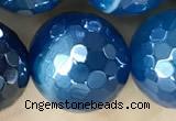 CAA5585 15 inches 12mm faceted round AB-color banded agate beads