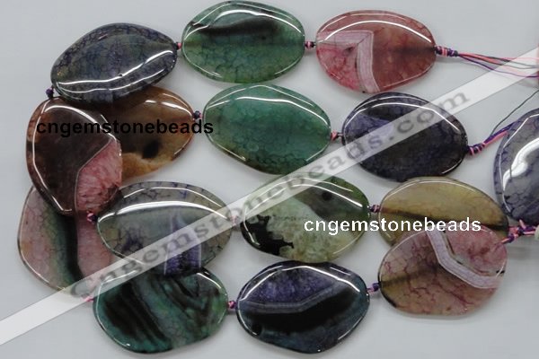 CAA559 15.5 inches 38*52mm freeform dyed madagascar agate beads