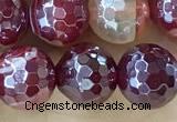 CAA5591 15 inches 8mm faceted round AB-color banded agate beads