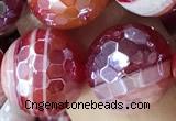 CAA5593 15 inches 12mm faceted round AB-color banded agate beads