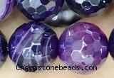 CAA5596 15 inches 10mm faceted round AB-color banded agate beads