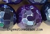 CAA5597 15 inches 12mm faceted round AB-color banded agate beads