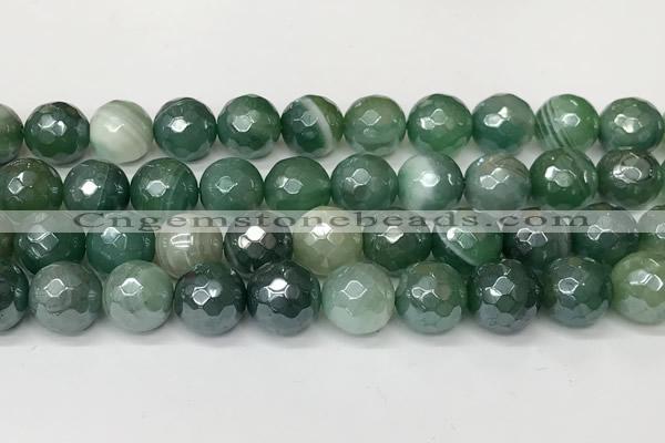 CAA5607 15 inches 12mm faceted round AB-color banded agate beads