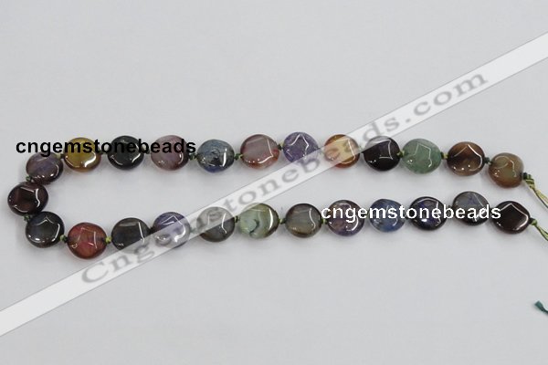 CAA561 15.5 inches 14mm faceted flat round dragon veins agate beads