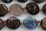 CAA562 15.5 inches 18mm faceted flat round dragon veins agate beads