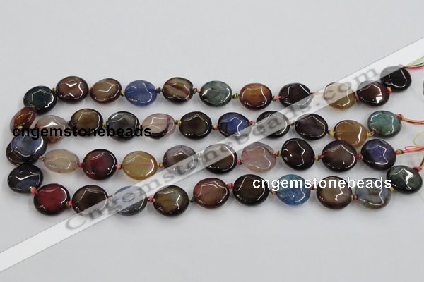 CAA562 15.5 inches 18mm faceted flat round dragon veins agate beads