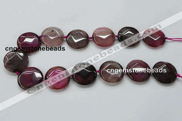 CAA563 15.5 inches 30mm faceted flat round dragon veins agate beads