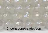 CAA5630 15 inches 6mm faceted round AB-color white agate beads