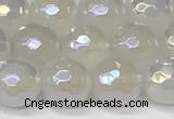 CAA5631 15 inches 8mm faceted round AB-color white agate beads