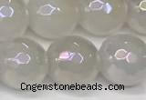 CAA5632 15 inches 10mm faceted round AB-color white agate beads