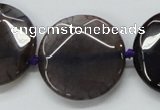 CAA564 15.5 inches 30mm faceted flat round dragon veins agate beads