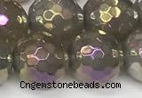 CAA5648 15 inches 12mm faceted round AB-color grey agate beads