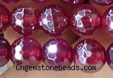 CAA5660 15 inches 6mm faceted round AB-color red agate beads