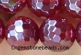 CAA5662 15 inches 10mm faceted round AB-color red agate beads