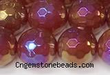 CAA5667 15 inches 10mm faceted round AB-color red agate beads