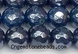 CAA5676 15 inches 8mm faceted round AB-color blue agate beads