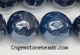 CAA5677 15 inches 10mm faceted round AB-color blue agate beads