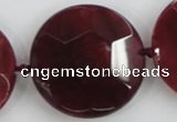 CAA568 15.5 inches 35mm faceted flat round dragon veins agate beads