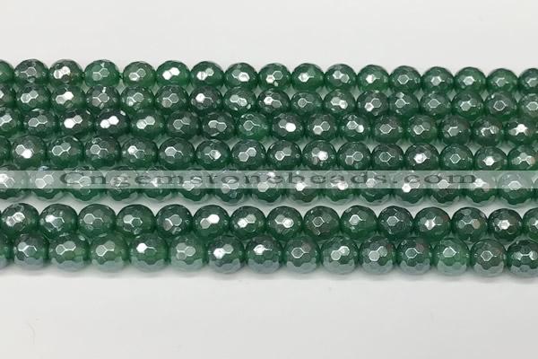 CAA5685 15 inches 6mm faceted round AB-color green agate beads