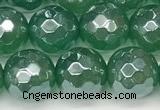 CAA5686 15 inches 8mm faceted round AB-color green agate beads