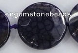 CAA569 15.5 inches 35mm faceted flat round dragon veins agate beads