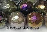 CAA5692 15 inches 10mm faceted round AB-color Indian agate beads