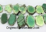 CAA5709 Top drilled 25*30mm - 40*50mm freeform grass agate beads