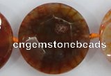 CAA571 15.5 inches 35mm faceted flat round dragon veins agate beads