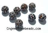 CAA5713 12mm round tibetan agate dzi beads wholesale