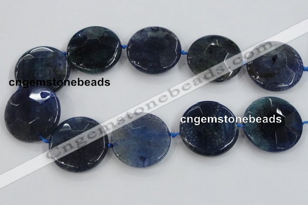 CAA573 15.5 inches 40mm faceted flat round dragon veins agate beads