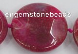 CAA576 15.5 inches 45mm faceted flat round dragon veins agate beads