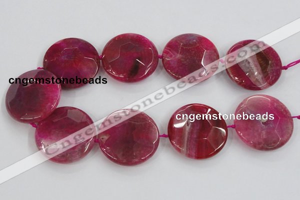 CAA576 15.5 inches 45mm faceted flat round dragon veins agate beads