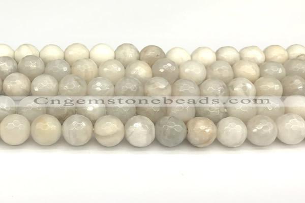 CAA5768 15 inches 12mm faceted round white crazy lace agate beads