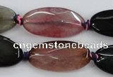 CAA578 15.5 inches 15*30mm faceted oval dragon veins agate beads