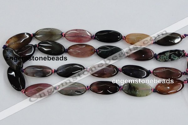 CAA578 15.5 inches 15*30mm faceted oval dragon veins agate beads