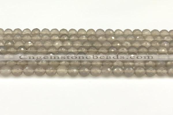 CAA5785 15 inches 6mm faceted round grey agate beads