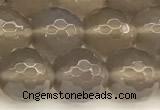 CAA5788 15 inches 12mm faceted round grey agate beads