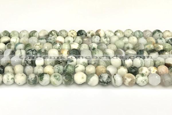 CAA5800 15 inches 6mm faceted round tree agate beads