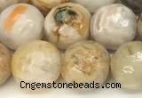 CAA5806 15 inches 8mm faceted round bamboo leaf agate beads