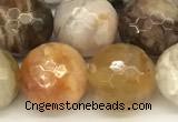 CAA5807 15 inches 10mm faceted round bamboo leaf agate beads