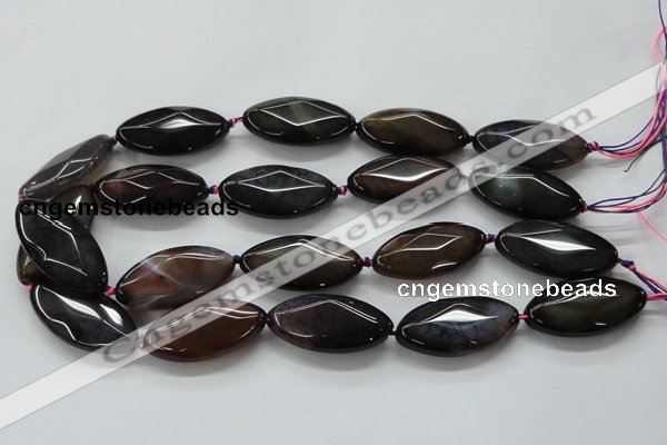 CAA584 15.5 inches 19*38mm faceted marquise dragon veins agate beads