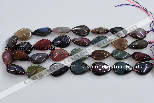 CAA586 15.5 inches 18*25mm faceted teardrop dragon veins agate beads