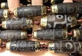 CAA5863 14*38mm - 16*43mm rice tibetan agate dzi beads