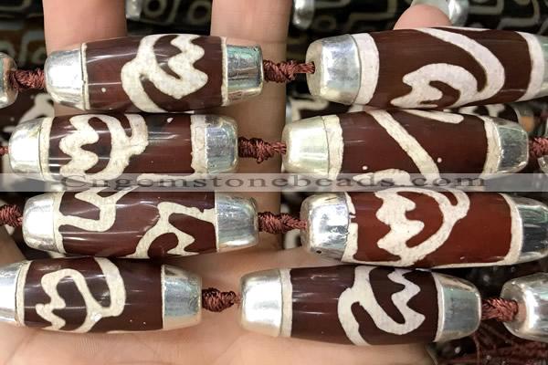 CAA5868 14*38mm - 16*43mm rice tibetan agate dzi beads